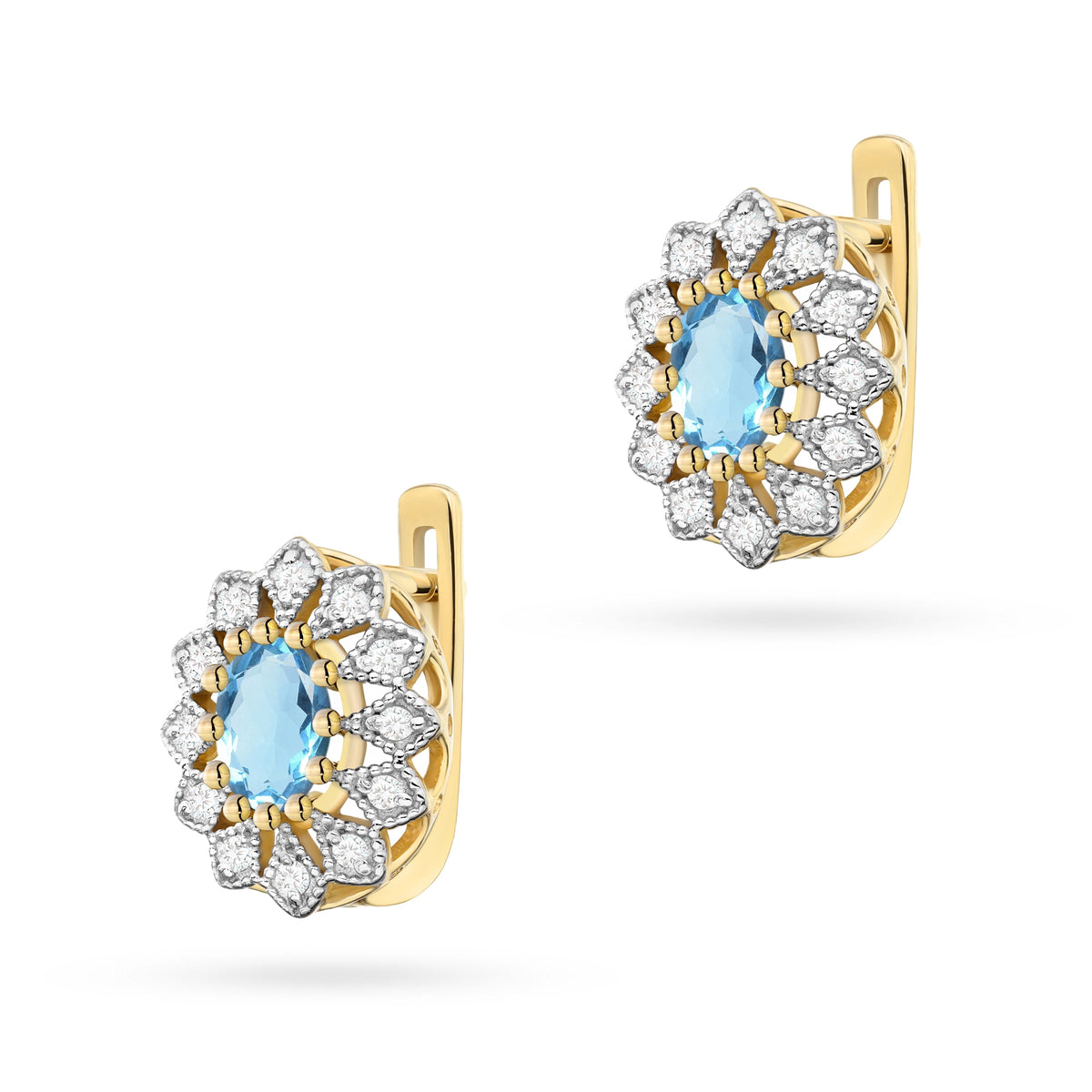 zlaté náušnice se 2 x 0,50 ct topazy a 0,206 ct doplňujícími diamanty k0354-tob-01