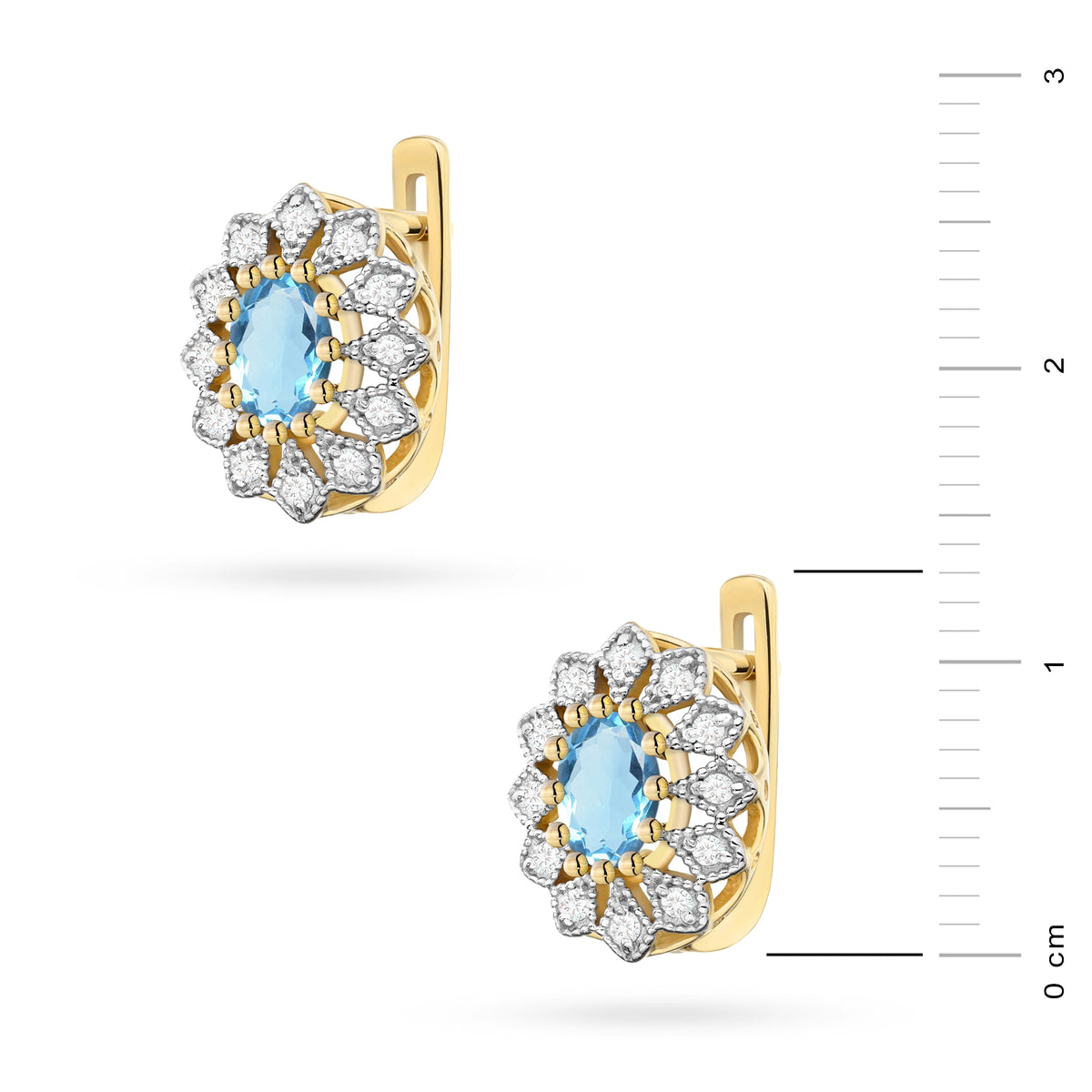zlaté náušnice se 2 x 0,50 ct topazy a 0,206 ct doplňujícími diamanty k0354-tob-01