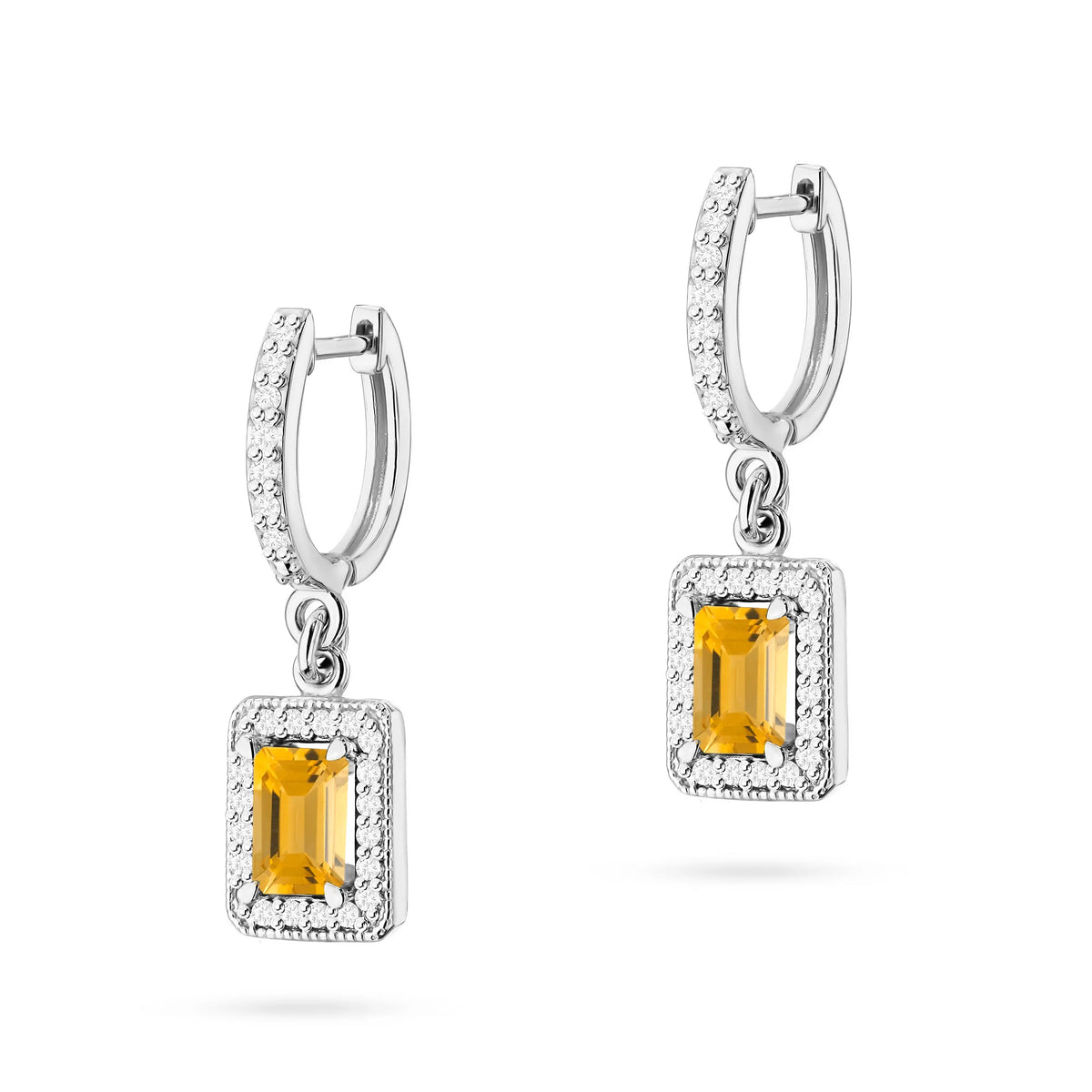 zlaté náušnice se 2 x 0,60 ct citríny a 0,34 ct doplňkovými diamanty k0422-ciy-01
