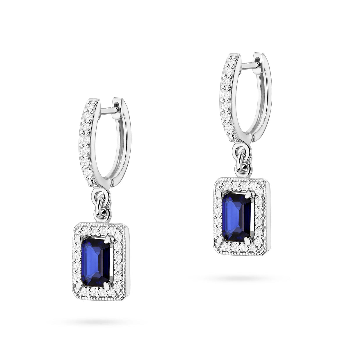 zlaté náušnice se 2 × 0,60 ct safíry a 0,34 ct doplňujícími diamanty k0422-sab-01
