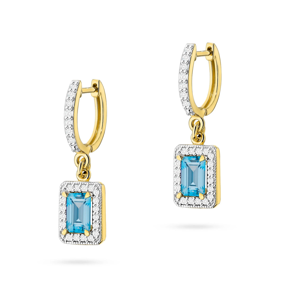 zlaté náušnice se 2 x 0,65 ct topazy a 0,34 ct doplňkovými diamanty k0422-tob-01
