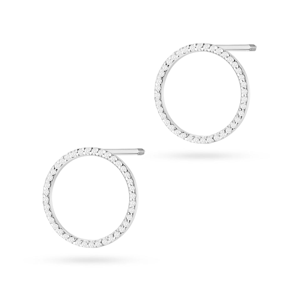 White Gold Earrings with 0.40 ct Diamonds | 585 (14k) White Gold Screw Back Stud Earrings