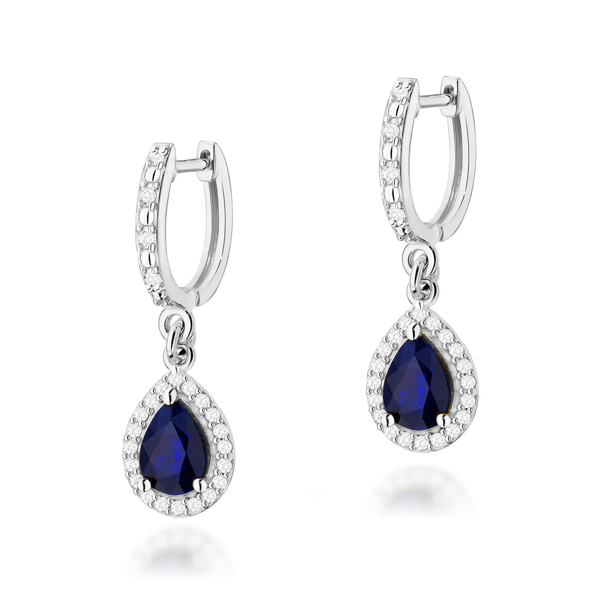 zlaté náušnice se 2 × 0,60 ct safíry a 0,26 ct doplňujícími diamanty k0455-sab-01