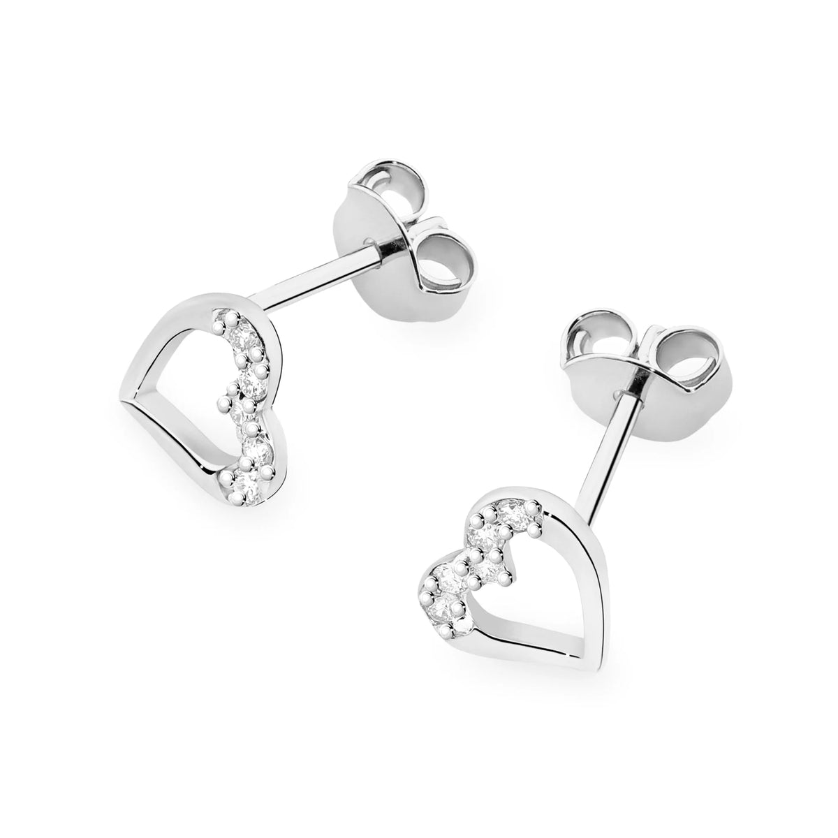 White Gold Earrings with 0.086 ct Diamonds | 585 (14k) White Gold Stud Earrings