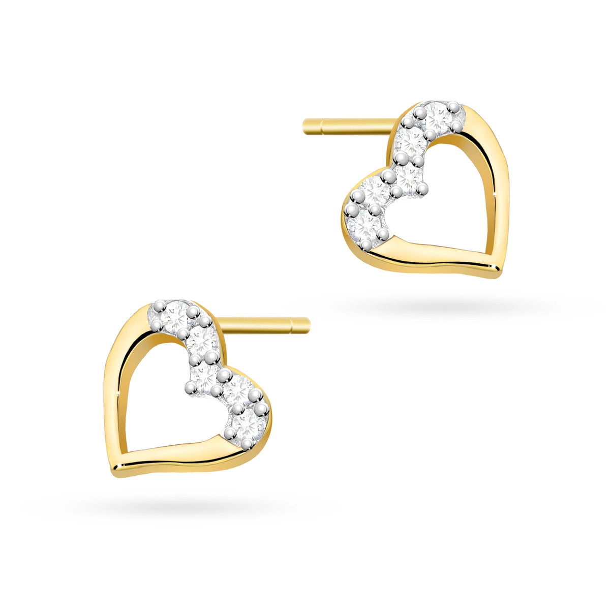 Gold Earrings with 0.086 ct Diamonds | 585 (14k) Gold Stud Earrings