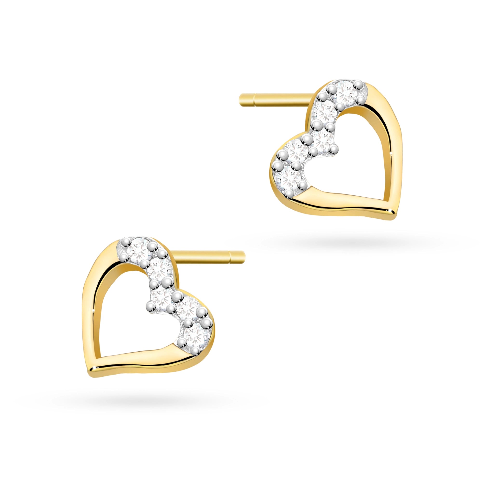 Gold Earrings with 0.086 ct Diamonds | 585 (14k) Gold Stud Earrings
