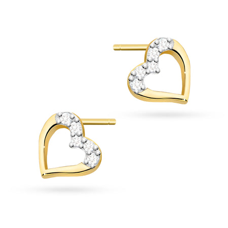 Gold Earrings with 0.086 ct Diamonds | 585 (14k) Gold Stud Earrings