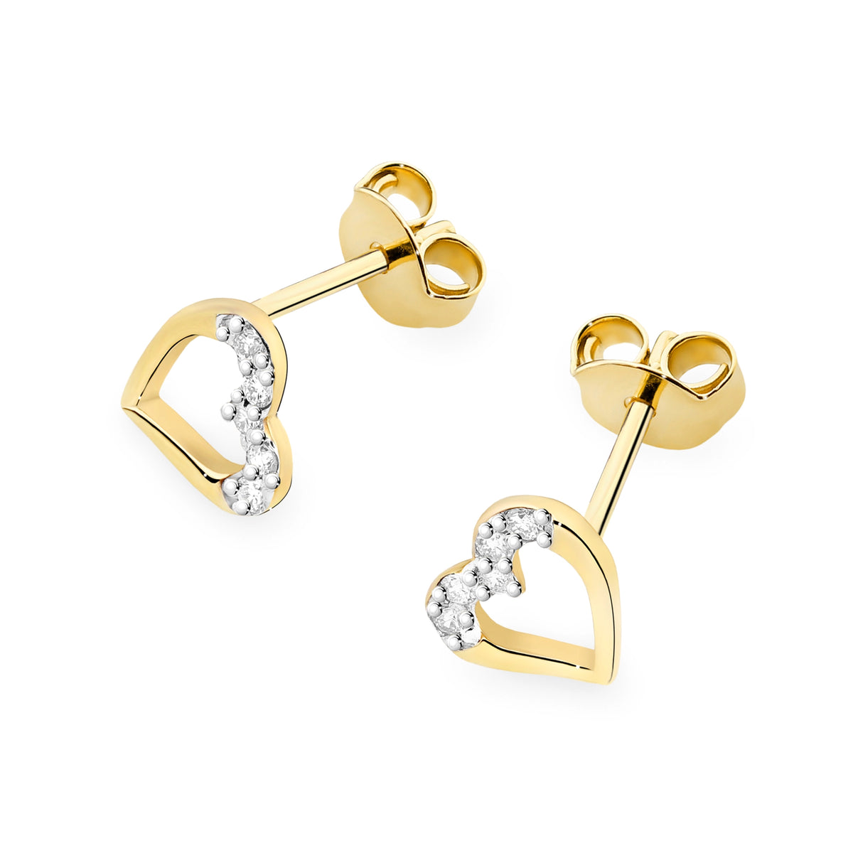 Gold Earrings with 0.086 ct Diamonds | 585 (14k) Gold Stud Earrings