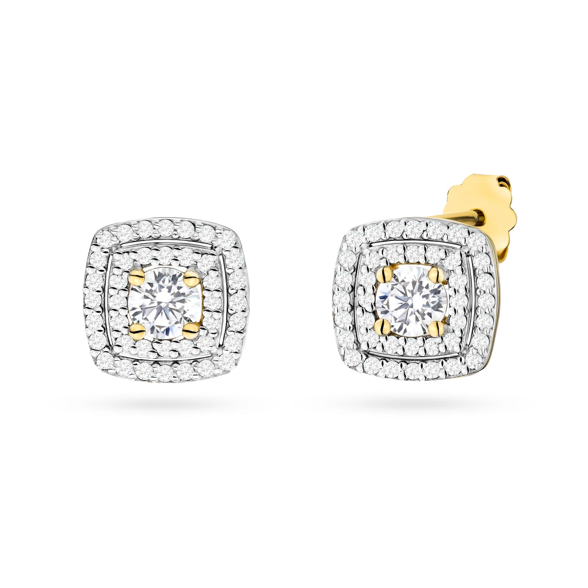 zlaté náušnice se 2 x 0,30 ct diamanty a 0,40 ct dalšími diamanty k0506-diw-01