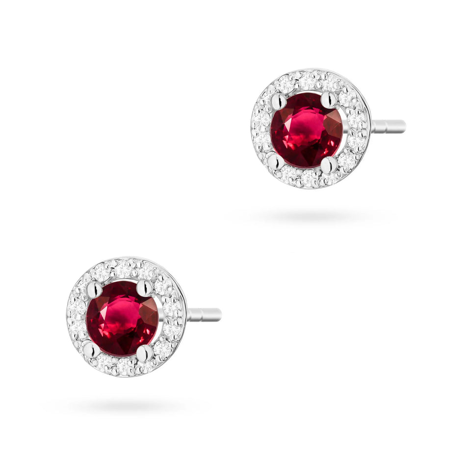 Gold Earrings with 0.60ct Rubies and 0.241ct Diamonds