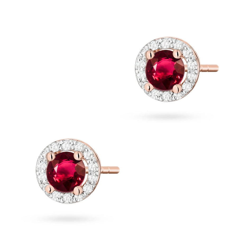 Gold Earrings with 0.60ct Rubies and 0.241ct Diamonds