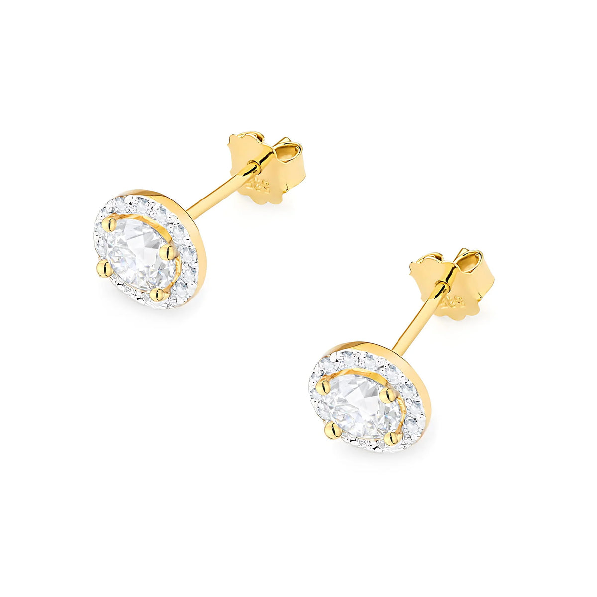 Gold Earrings with 2 x 0.50 ct and 0.0086 ct Lab-Grown Diamonds | 585 (14k) Gold Stud Earrings
