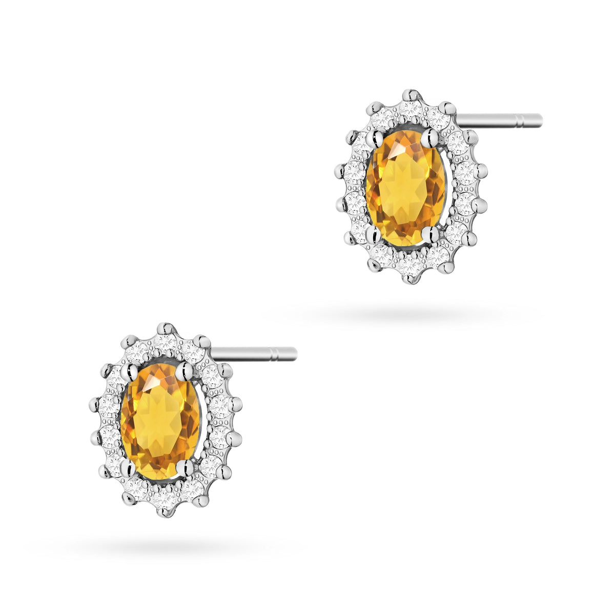 zlaté náušnice se 2 x 0,60 ct citríny a 0,24 ct doplňkovými diamanty k0514-ciy-01