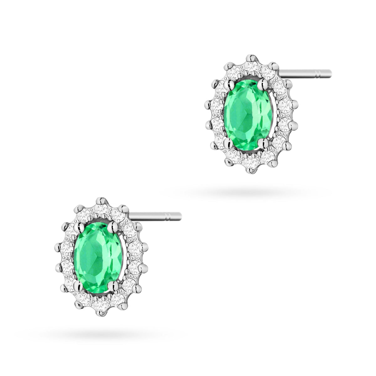 zlaté náušnice se 2 × 0,40 ct smaragdy a 0,24 ct doplňujícími diamanty k0514-emg-01