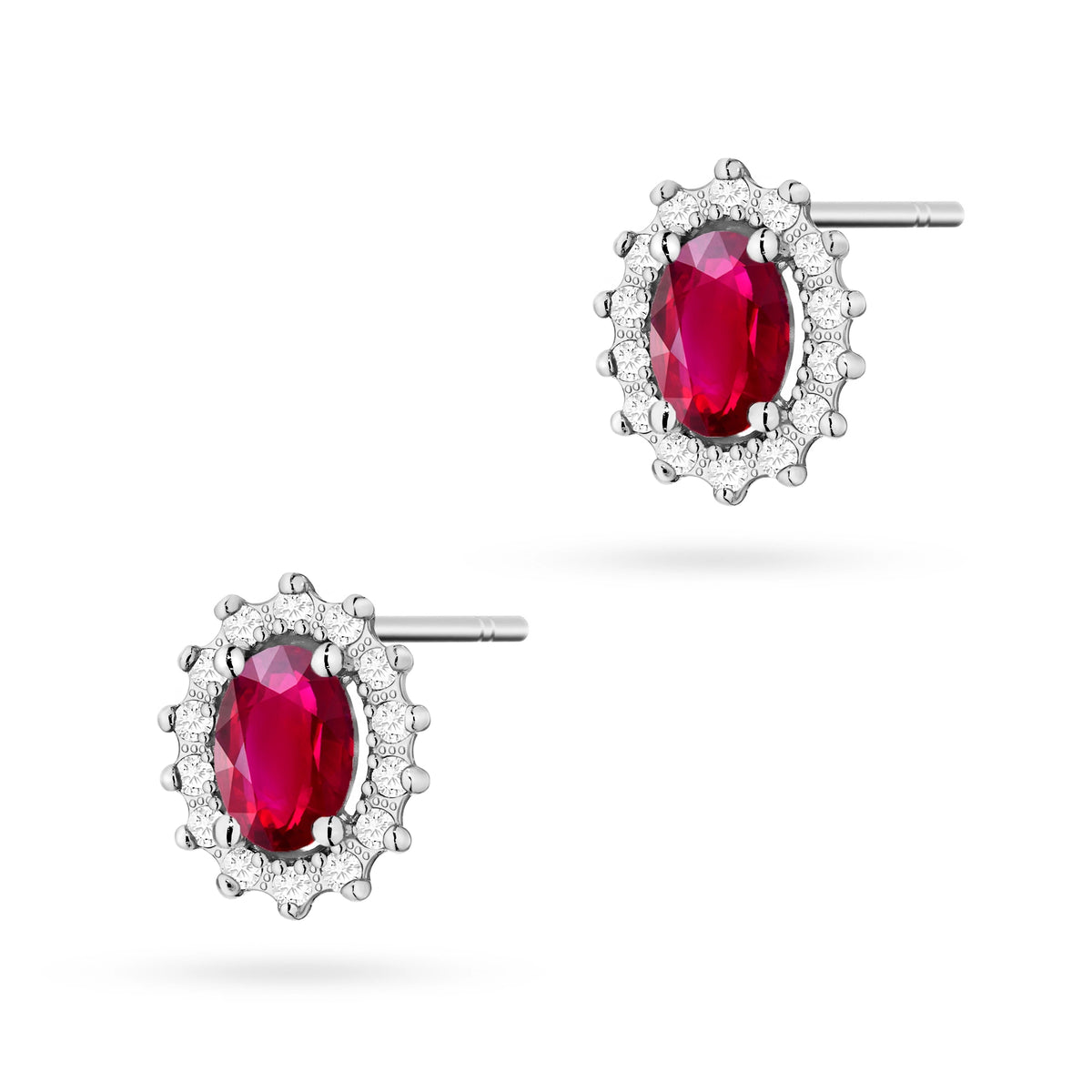 zlaté náušnice s 2 x 0,60 ct rubíny a 0,24 ct doplňujícími diamanty k0514-rur-01