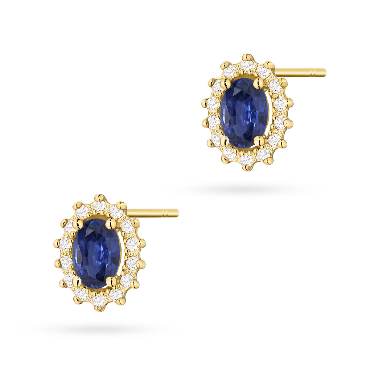 zlaté náušnice se 2 × 0,70 ct safíry a 0,24 ct doplňkovými diamanty k0514-sab-01