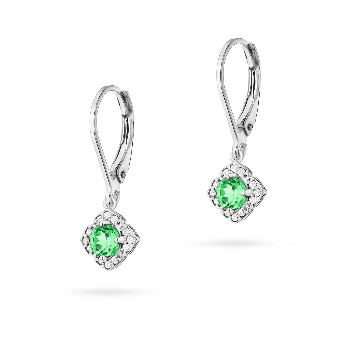 zlaté náušnice se 2 × 0,30 ct smaragdy a 0,12 ct doplňujícími diamanty k0571-emg-01