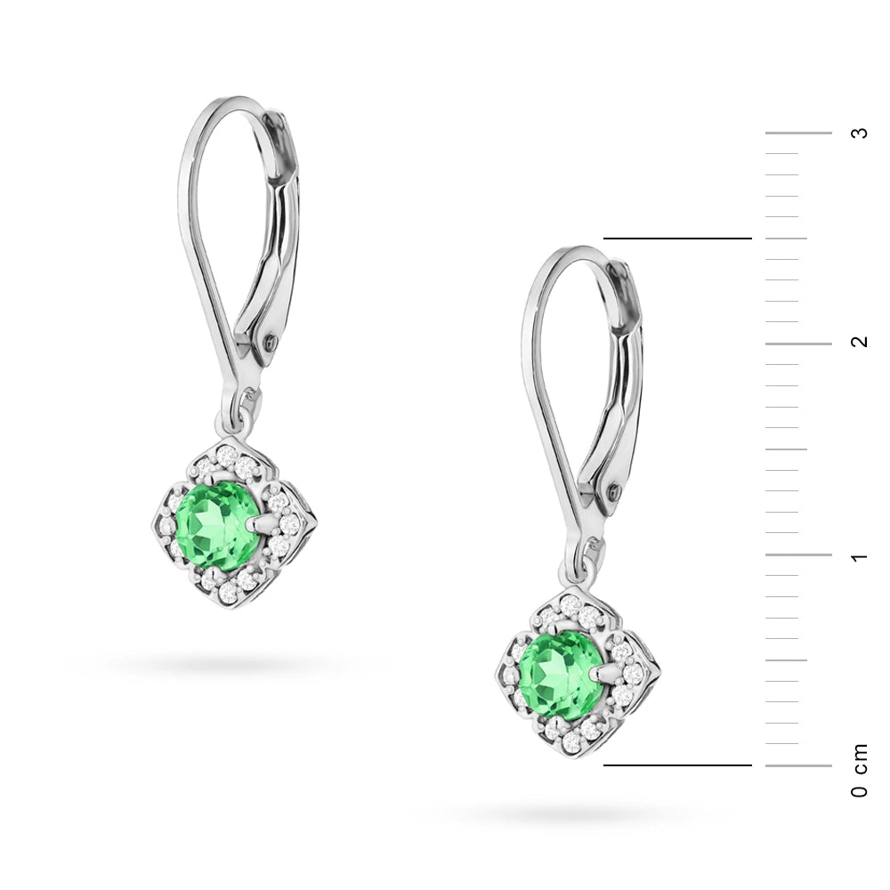 zlaté náušnice se 2 × 0,30 ct smaragdy a 0,12 ct doplňujícími diamanty k0571-emg-01