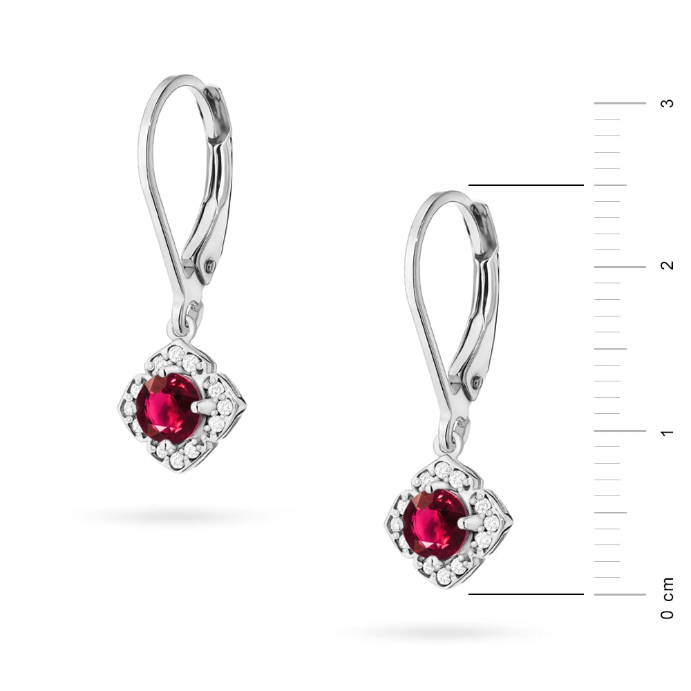 zlaté náušnice s 2 x 0,30 ct rubíny a 0,12 ct doplňujícími diamanty k0571-rur-01