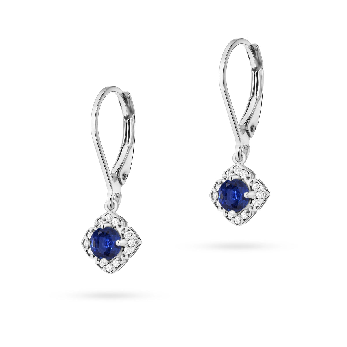 zlaté náušnice se 2 x 0,30 ct safíry a 0,12 ct doplňkovými diamanty k0571 sab 01