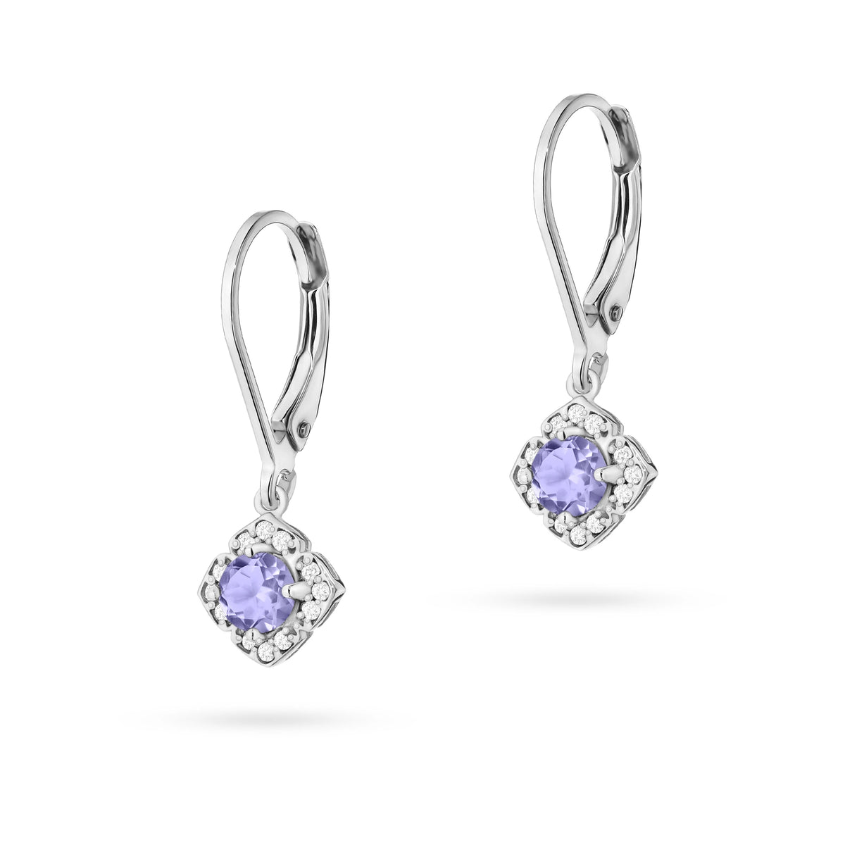 zlaté náušnice se 2 x 0,35 ct tanzanity a 0,12 ct doplňkovými diamanty k0571-tap-01