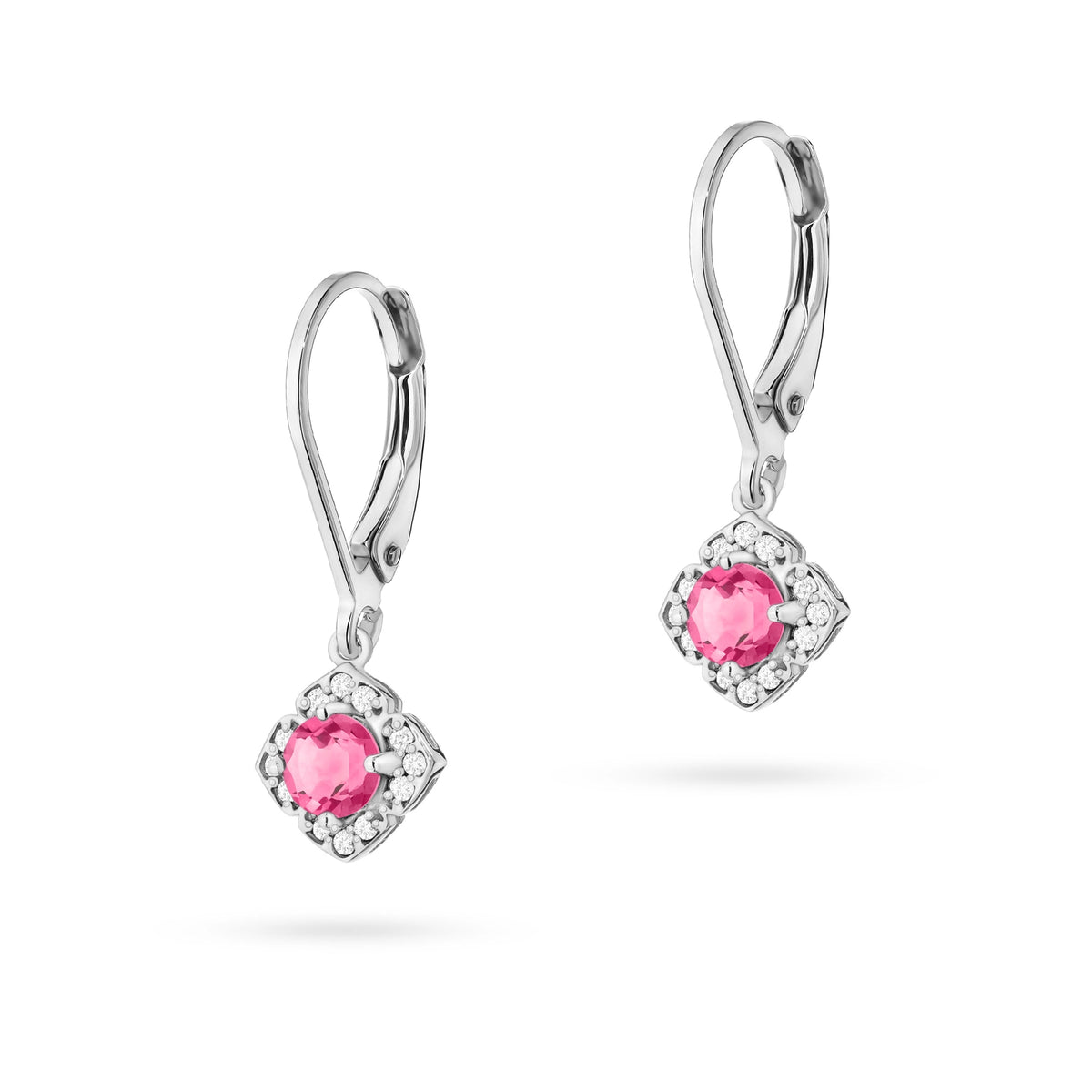 zlaté náušnice s 2 x 0,30 ct růžovými topazy a 0,12 ct doplňkovými diamanty k0571-top-01