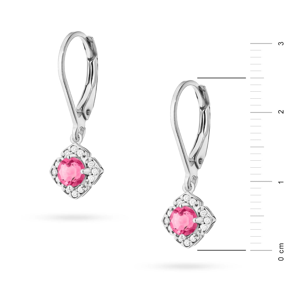 zlaté náušnice s 2 x 0,30 ct růžovými topazy a 0,12 ct doplňkovými diamanty k0571-top-01