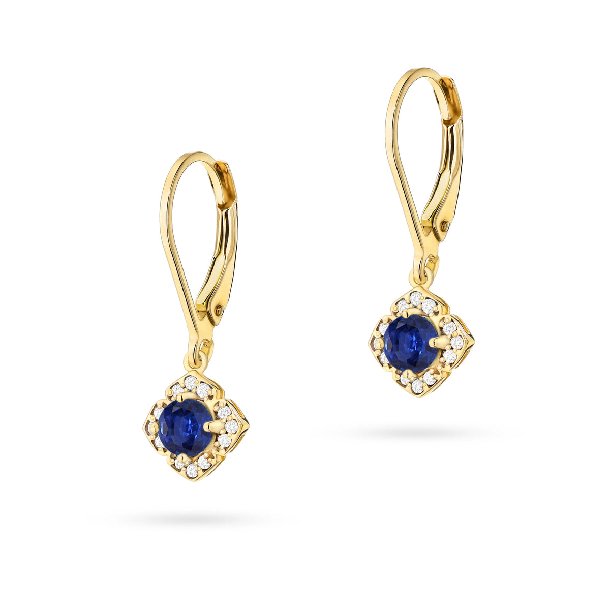 zlaté náušnice se 2 x 0,30 ct safíry a 0,12 ct doplňkovými diamanty k0571 sab 01