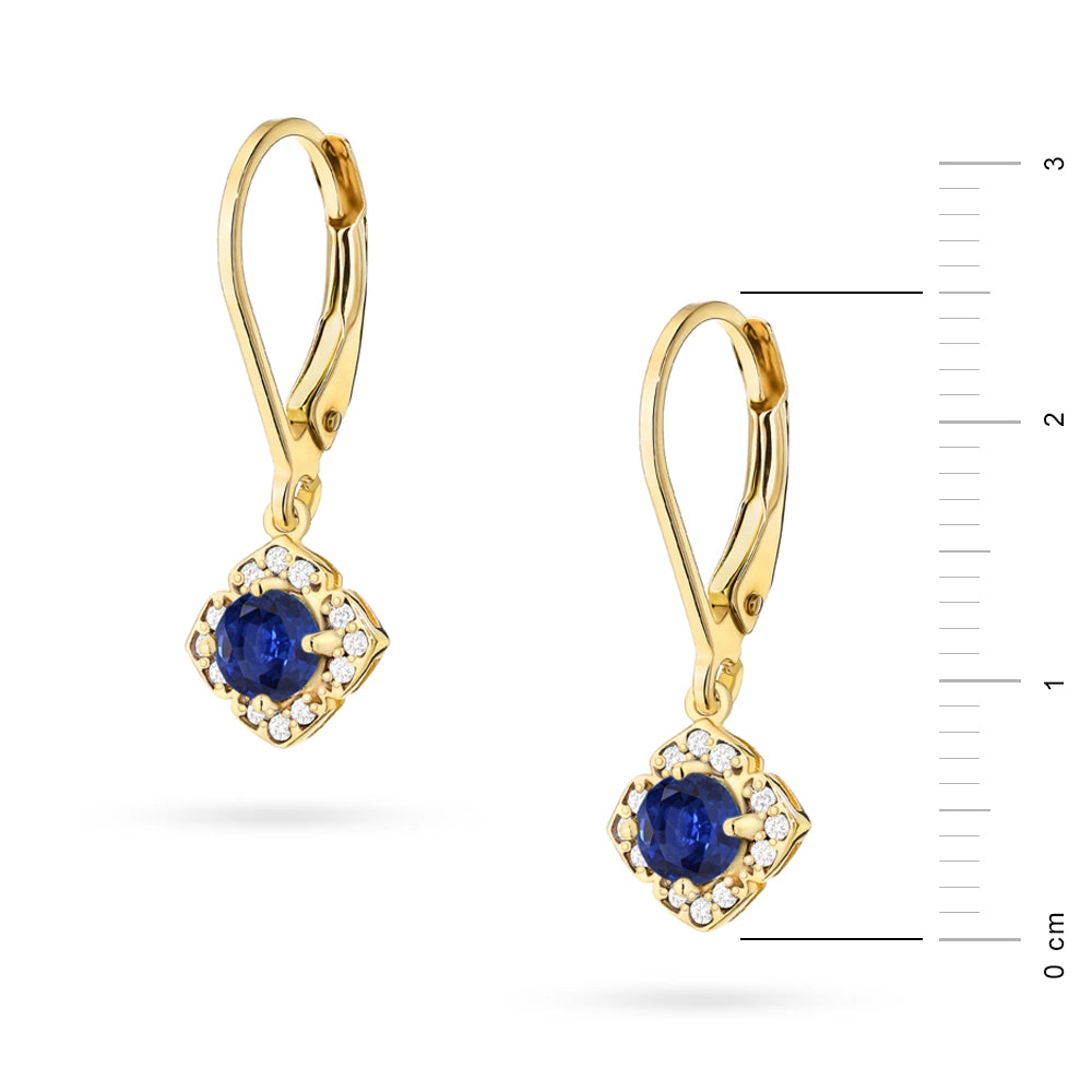 zlaté náušnice se 2 x 0,30 ct safíry a 0,12 ct doplňkovými diamanty k0571 sab 01