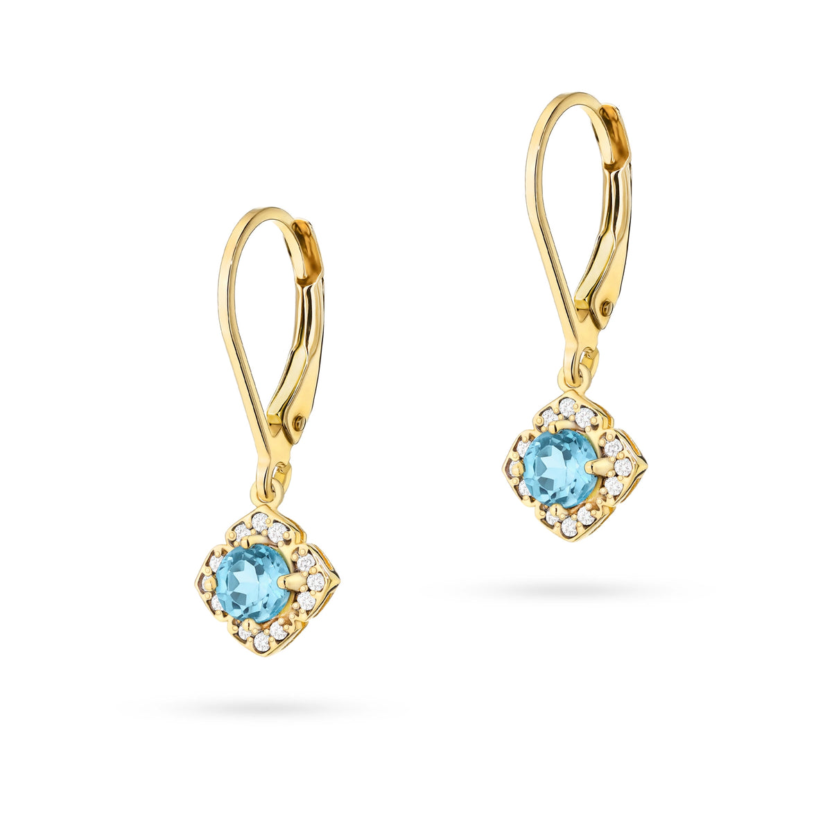 zlaté náušnice se 2 x 0,25ct topazy a 0,12ct doplňkovými diamanty k0571-tob-01