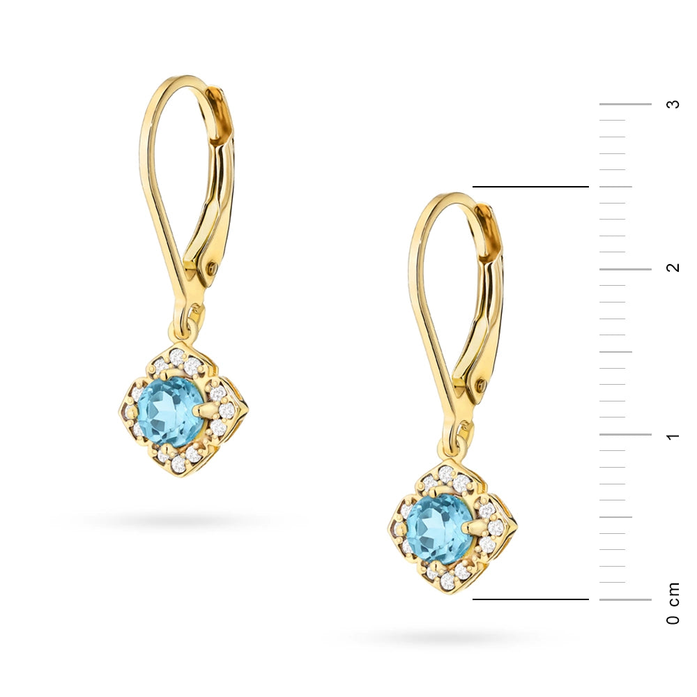 zlaté náušnice se 2 x 0,25ct topazy a 0,12ct doplňkovými diamanty k0571-tob-01