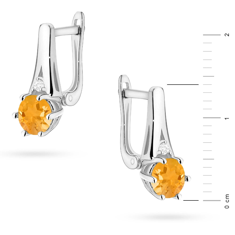 zlaté náušnice se 2 x 0,50 ct citríny a 0,029 ct doplňkovými diamanty k0572-cyi-01