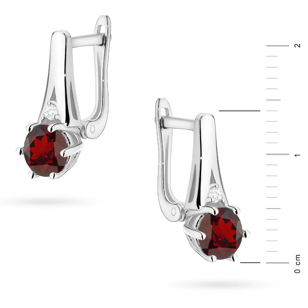 zlaté náušnice se 2 x 0,50 ct granáty a 0,029 ct doplňkovými diamanty k0572-gar-01