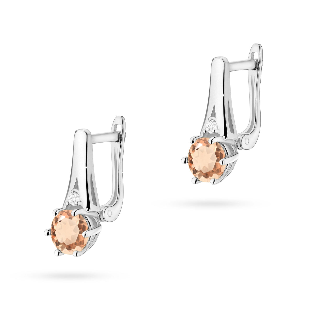 zlaté náušnice s 2 x 0,40 ct morganity a 0,029 ct doplňkovými diamanty k0572-mop-01