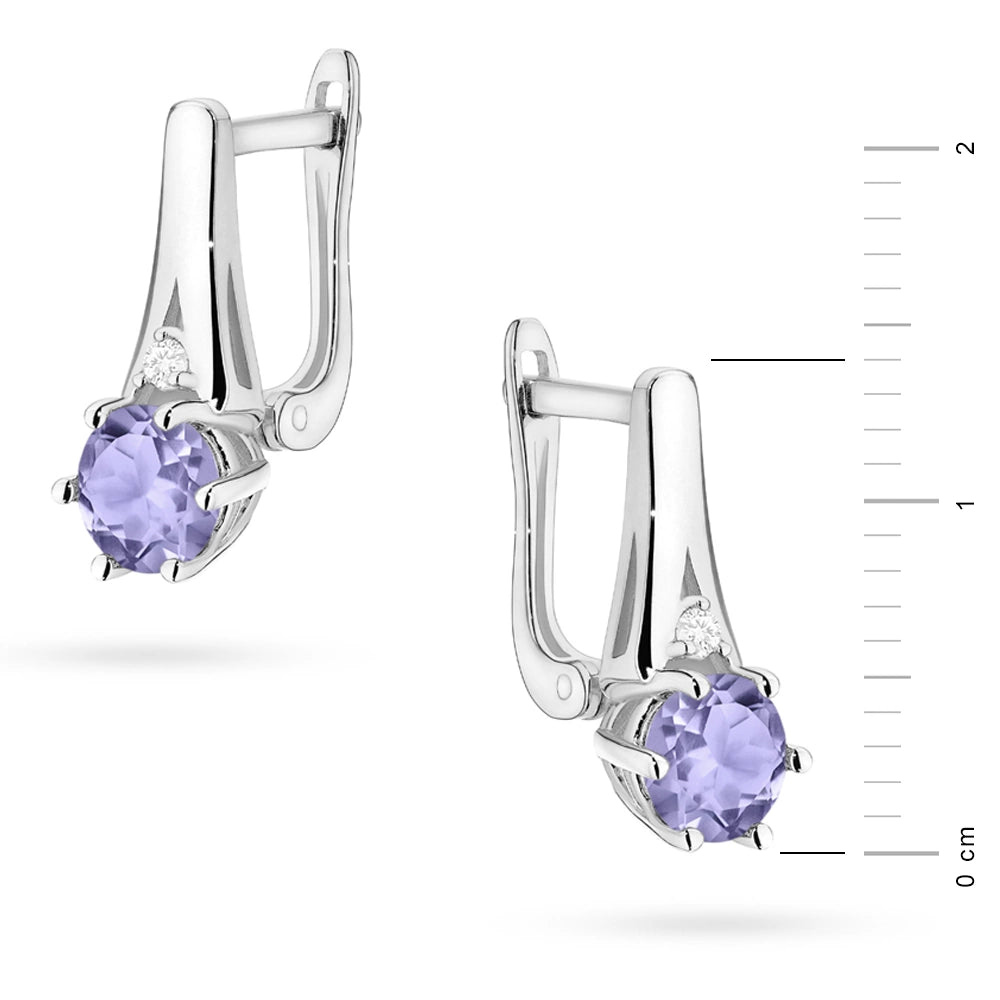 zlaté náušnice s 2 x 0,50 ct tanzanity a 0,029 ct doplňkovými diamanty k0572-tap-01