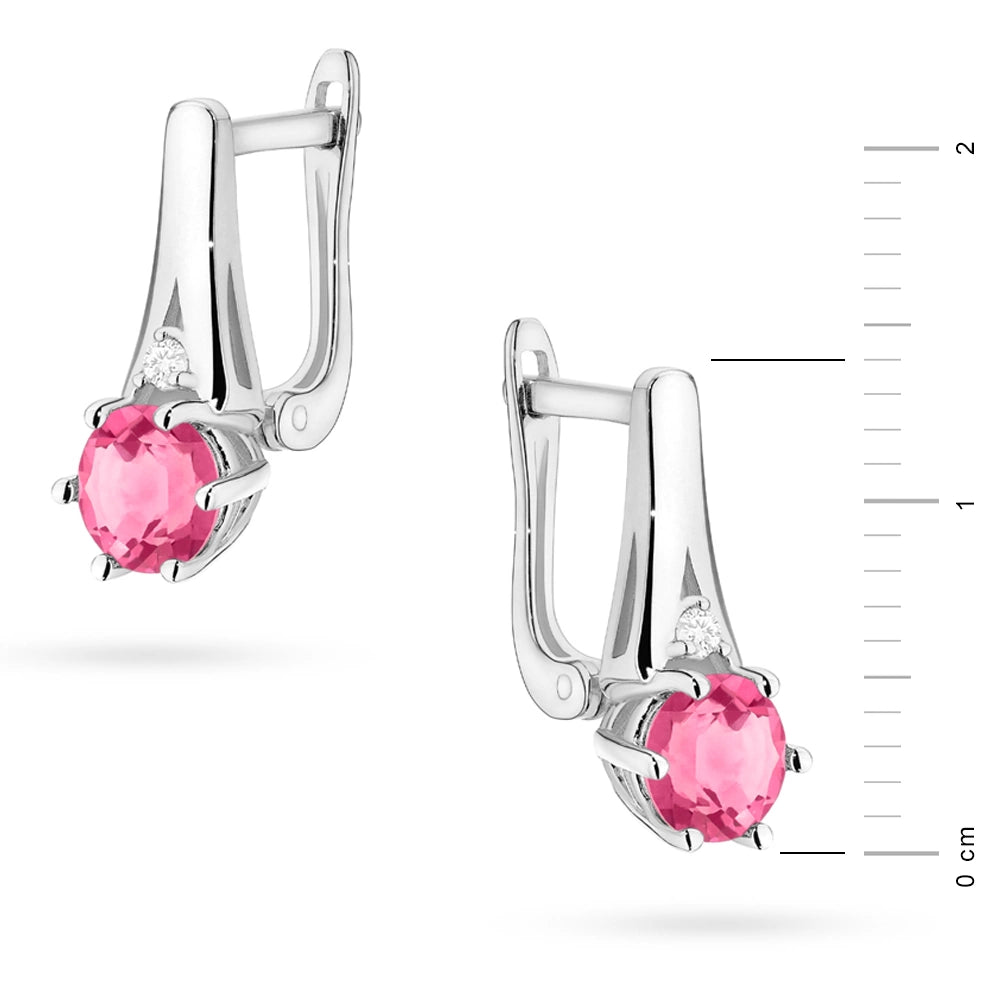 zlaté náušnice se 2 x 0,60 ct růžovými topazy a 0,029 ct doplňkovými diamanty k0572-top-01