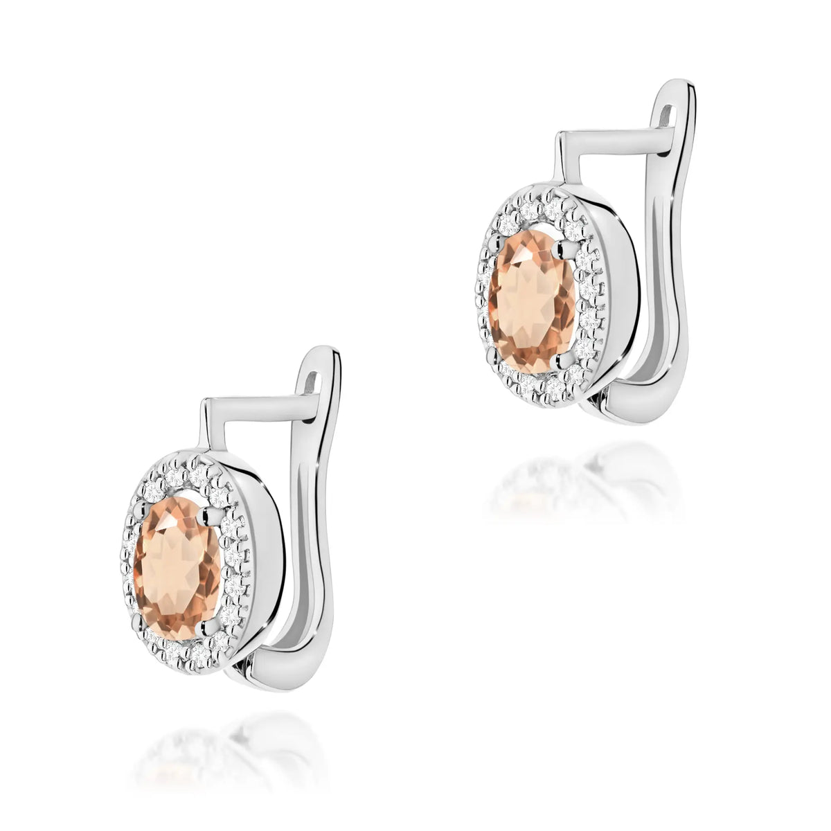 zlaté náušnice s 2 x 0,40 ct morganity a 0,16 ct doplňujícími diamanty k0574-mop-01