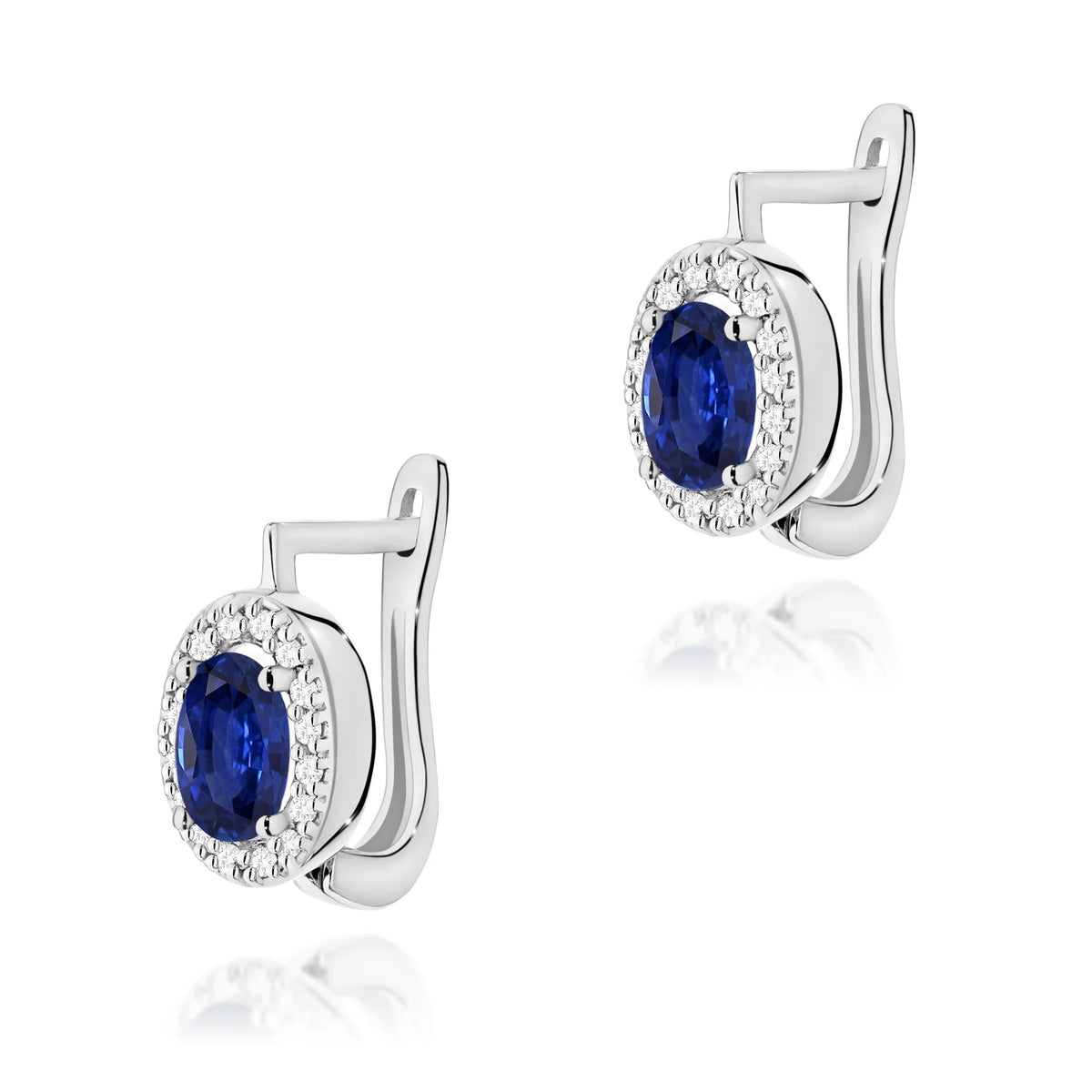 zlaté náušnice se 2 × 0,70 ct safíry a 0,16 ct doplňkovými diamanty k0574-sab-01