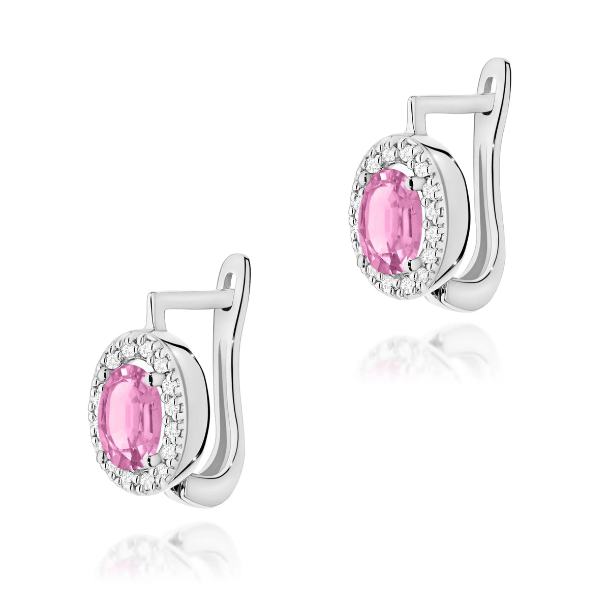 zlaté náušnice se 2 x 0,45 ct růžovými safíry a 0,16 ct doplňkovými diamanty k0574-sap-01
