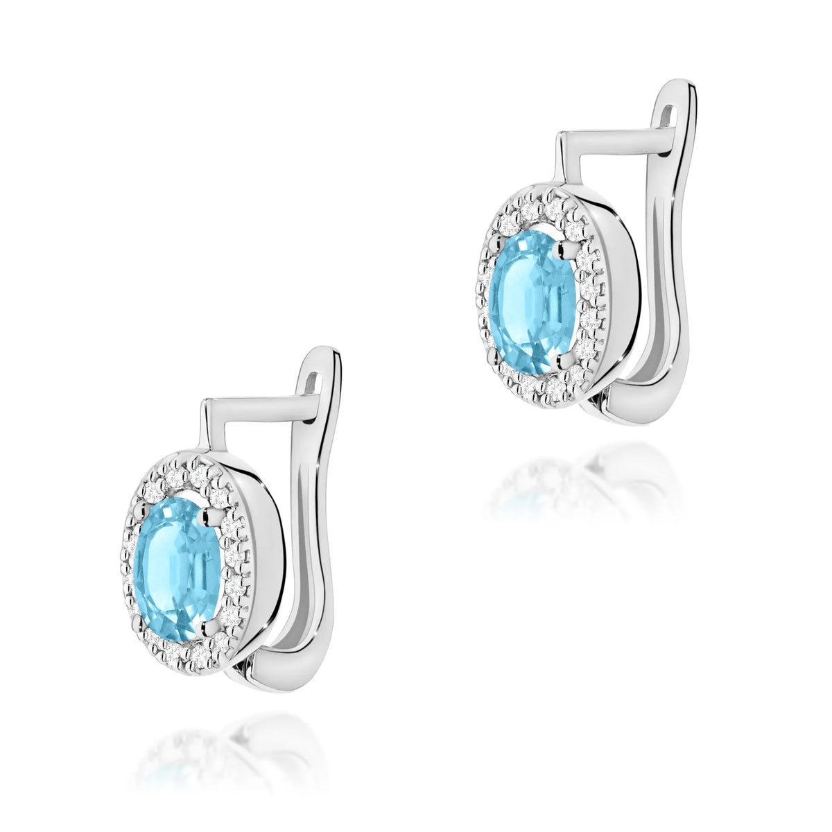 zlaté náušnice se 2 x 0,50 ct topazy a 0,16 ct doplňujícími diamanty k0574-tob-01