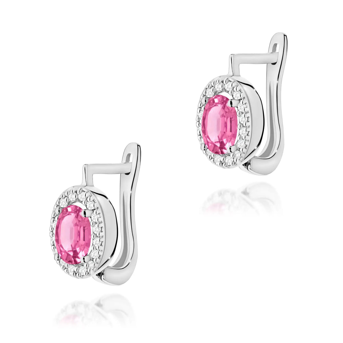 zlaté náušnice se 2 x 0,50 ct růžovými topazy a 0,16 ct doplňkovými diamanty k0574-top-01