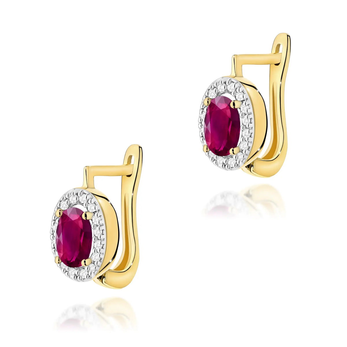 zlaté náušnice se 2 x 0,50 ct rodolity a 0,16 ct doplňkovými diamanty k0574-rhr-01