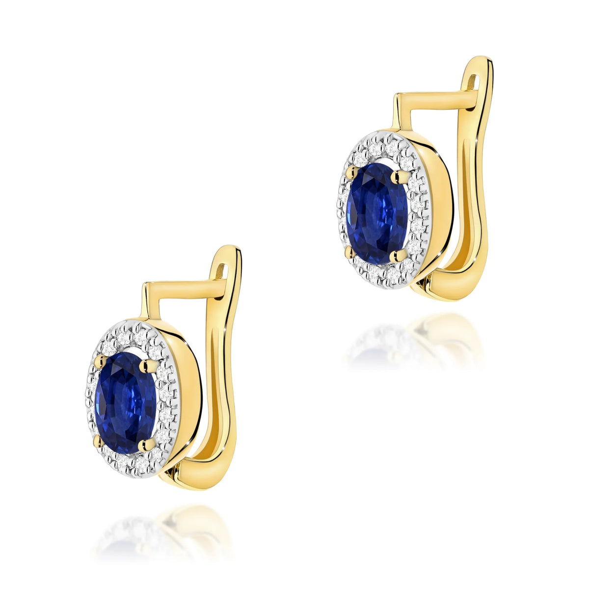 zlaté náušnice se 2 × 0,70 ct safíry a 0,16 ct doplňkovými diamanty k0574-sab-01