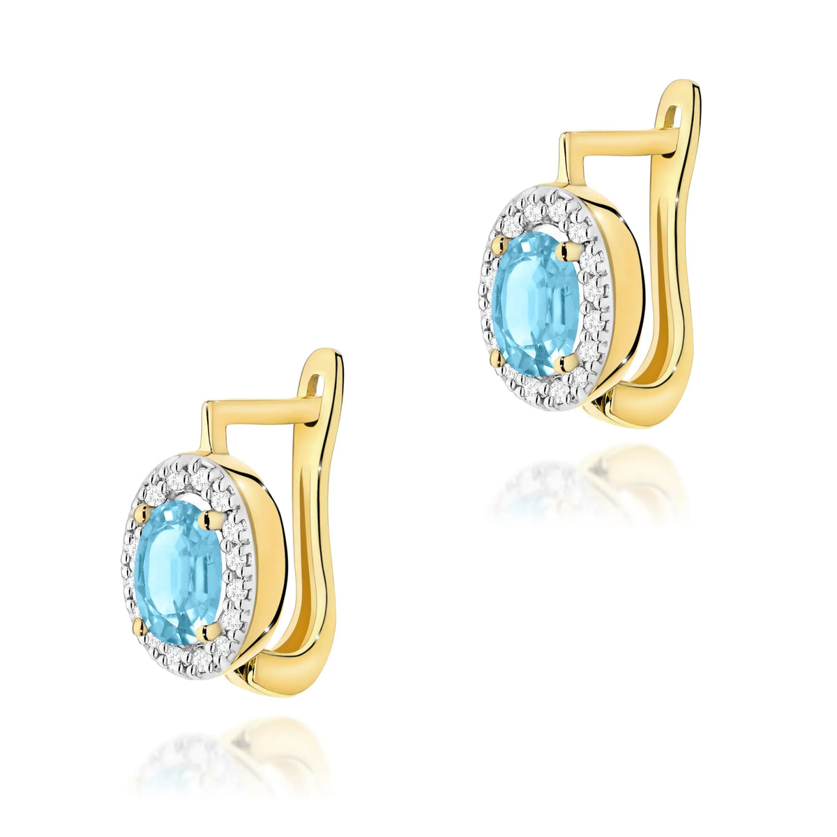 zlaté náušnice se 2 x 0,50 ct topazy a 0,16 ct doplňujícími diamanty k0574-tob-01
