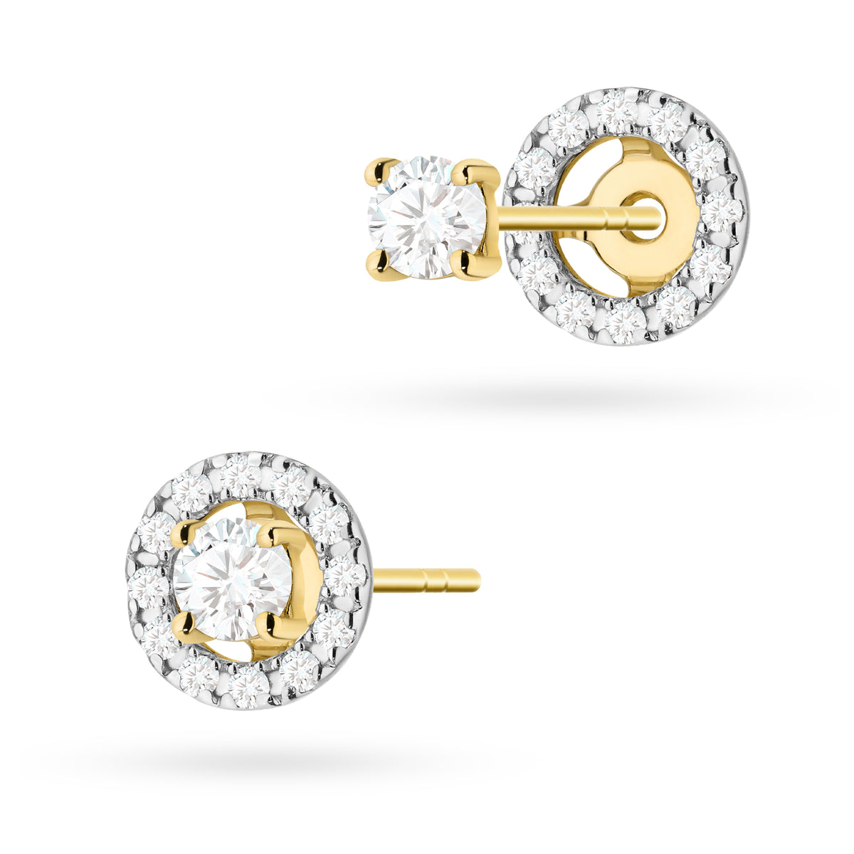 zlaté náušnice se 2 x 0,10 ct a 0,005 ct laboratorně pěstovanými diamanty k0576-ldw-01