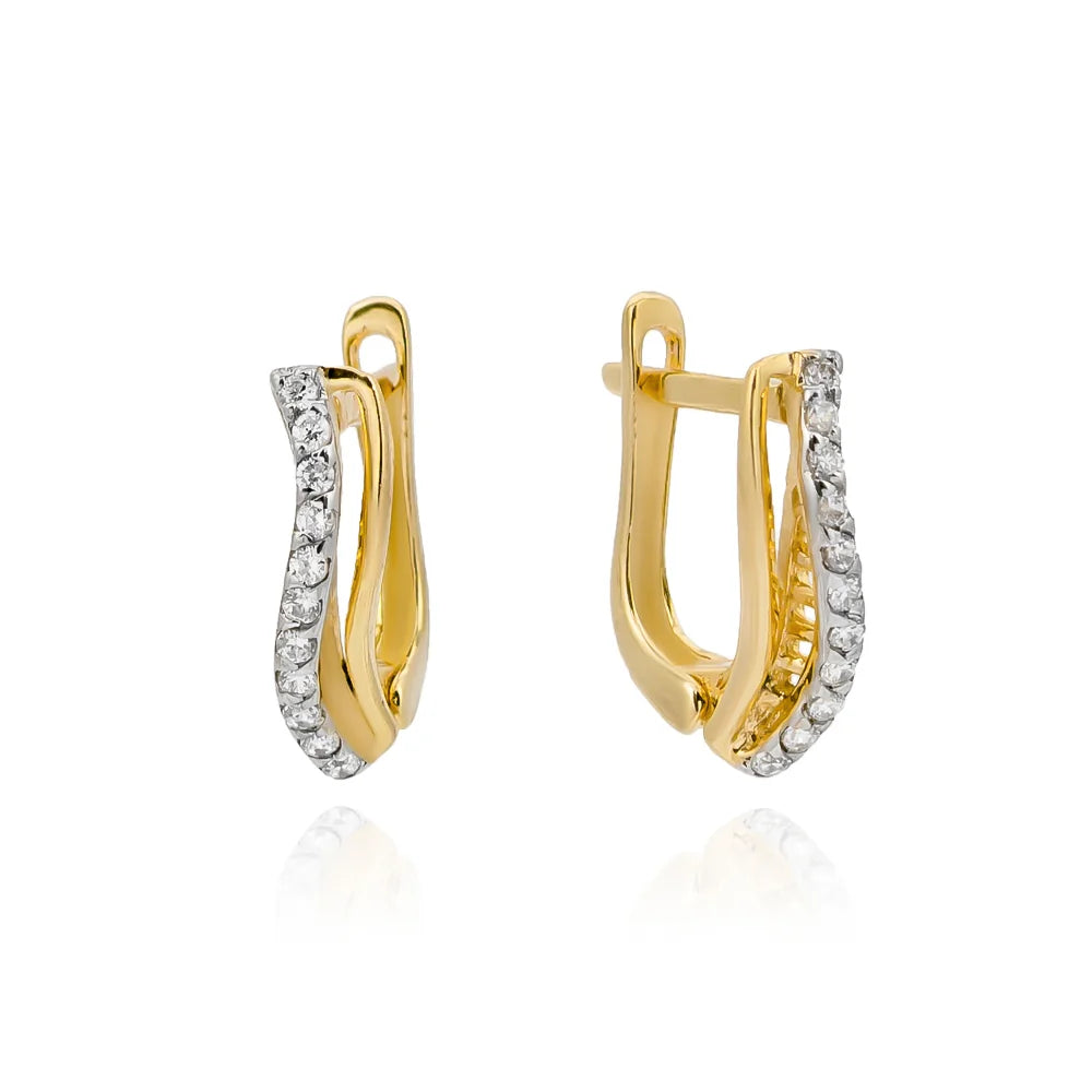 two-color-gold-english-clasp-earrings-with-zirconia-k103-14k-585