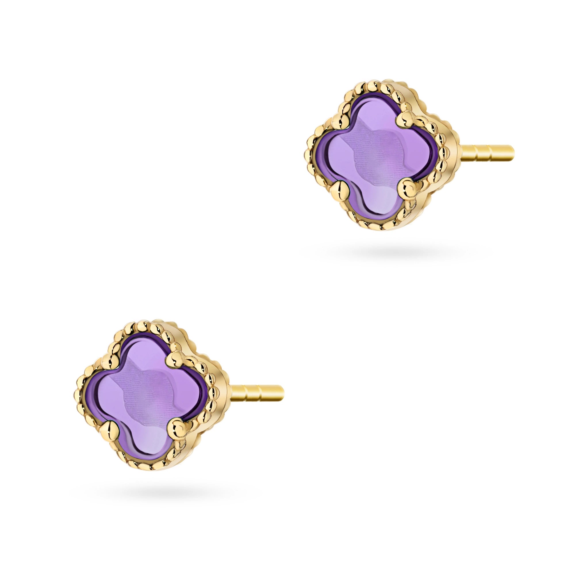 náušnice se zlatými puzetami a perletí lucky k105 14k 585 f