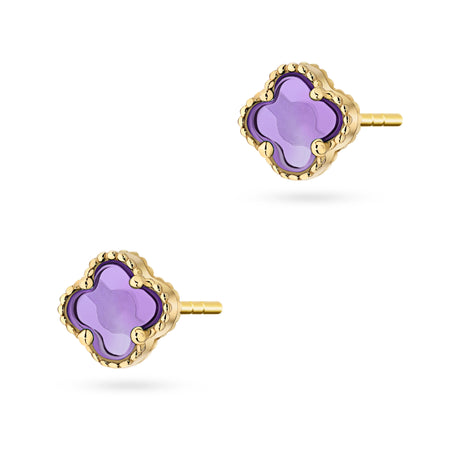 náušnice se zlatými puzetami a perletí lucky k105 14k 585 f