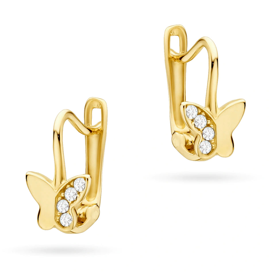 children-s-gold-english-clasp-earrings-with-zirconia-butterfly-k1386-14k-585