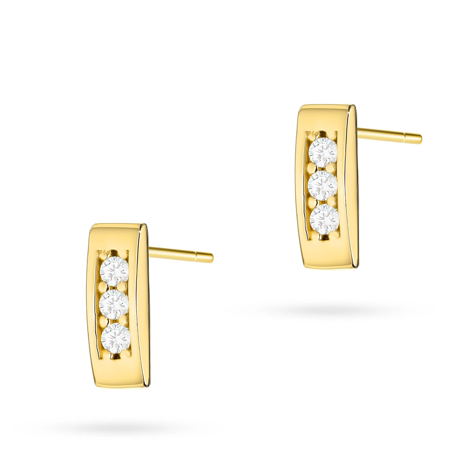Gold Stud Earrings with Zirconia